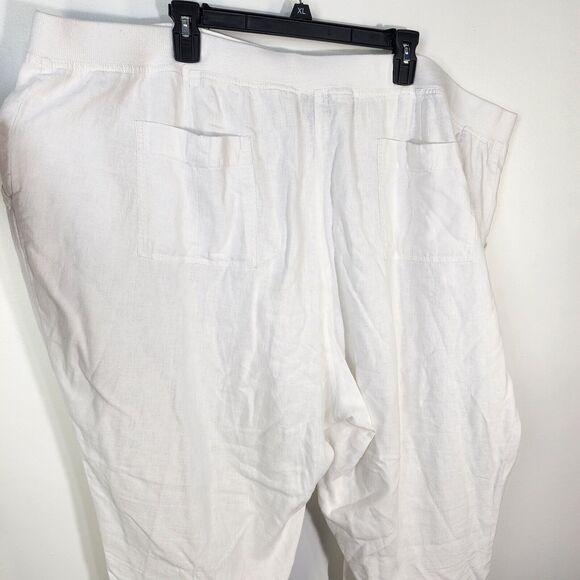 J Jill Womens Pants Size 26 White Linen Blend Drawstring Elastic Waist Pockets - Picture 7 of 14